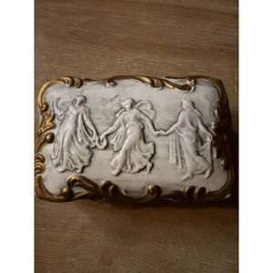 Royal Sealy Japan Porcelain Three Graces Gold Trim Trinket Dish Set Of Three